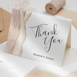 Cartão Obrigado Casamento Marfim Ágata Dourado Brilho