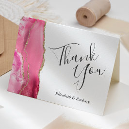 Cartão Obrigado Casamento Ouro Ágata Rosa