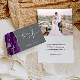 Cartão Obrigado Casamento Prata Roxo Ágata Foto