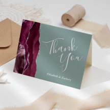 Obrigado Casamento Verde Sage Ágata Borgonha
