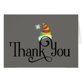 Cartão Obrigado com o Red e o Green Christmas Hat