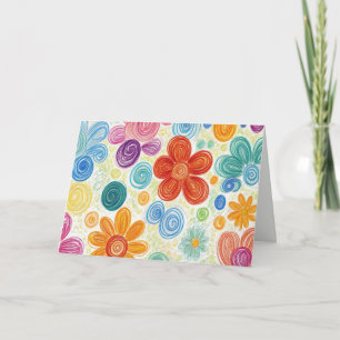 Cartão Obrigado Crayon Doodle Daisy Design