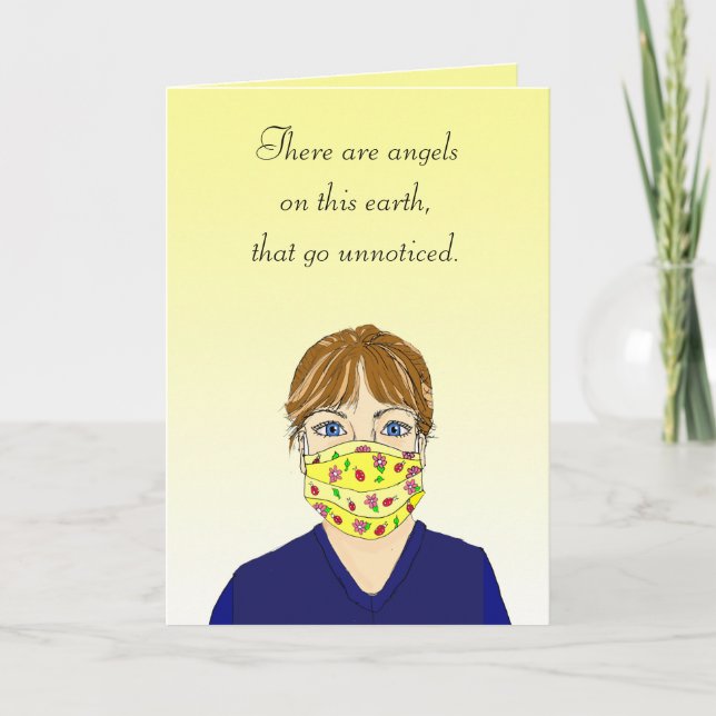 Cartão Obrigado, cuidador, você é meu anjo (Frente)