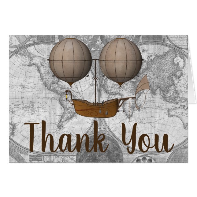 Cartão Obrigado da aventura do Dirigible do dirigível do (Frente Horizontal)