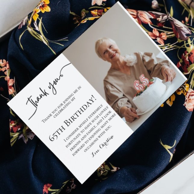 Cartão Obrigado de aniversário de 65 anos minimalista (Criador carregado)