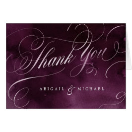 Cartão Obrigado de caligrafia romântica de ameixa de casa