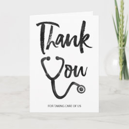 Cartão Obrigado de enfermeira estetoscópio com fonte aquá