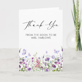 Cartão Obrigado de flor selvagem da borboleta VocêCartão