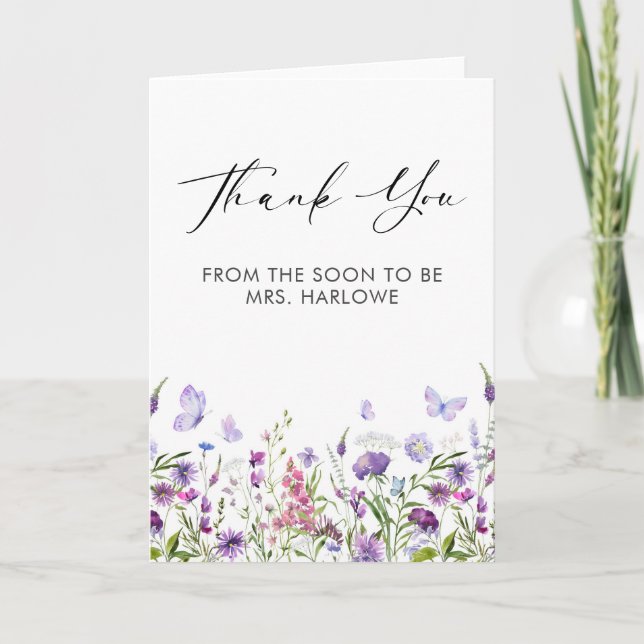 Cartão Obrigado de flor selvagem da borboleta VocêCartão  (Frente)