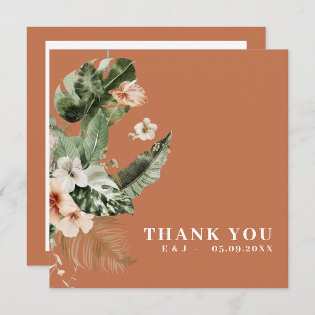 Cartão "Obrigado" de "hibiscus boho pastel Tropica (Frente/Verso)