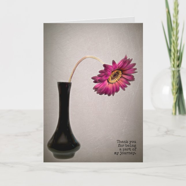 Cartão Obrigado de margarida rosa, gerbera (Frente)