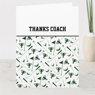 Cartão OBRIGADO do treinador de bolas de golfe preto verd