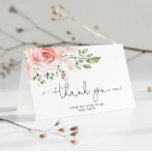 Cartão Obrigado dobrado com chá de panela<br><div class="desc">Cartões de agradecimentos dobrado pelo chá de panela de rosas. Itens correspondentes disponíveis.</div>