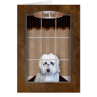 Cartão Obrigado - Doodle dourado - janela