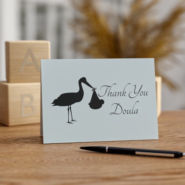 Cartão Obrigado Doula Modern Stork Baby Delivery Card (Criador carregado)