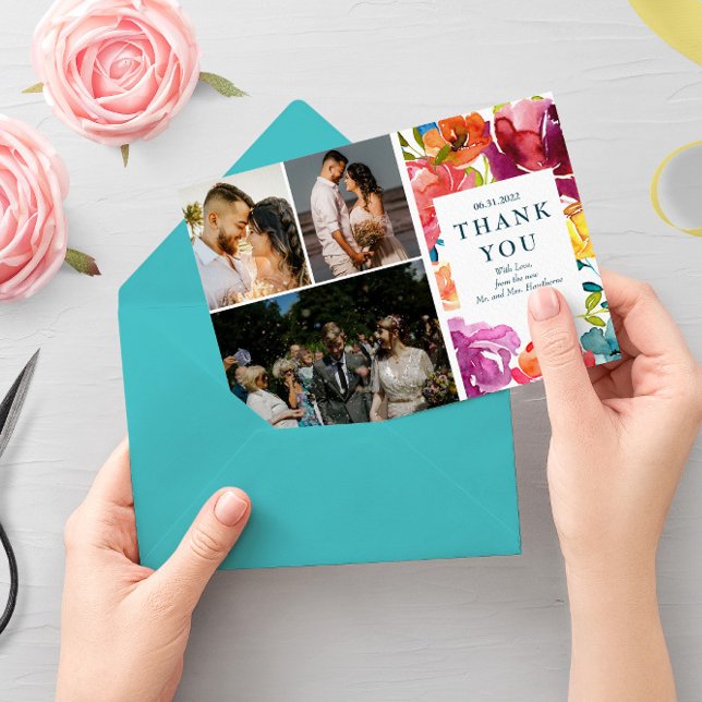 Cartão "Obrigado" elegante de Casamento Bright Sum (Criador carregado)