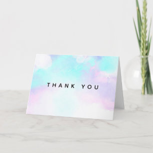 Cartão Obrigado em Aquarela Azul e Roxo Abstrato Moderno