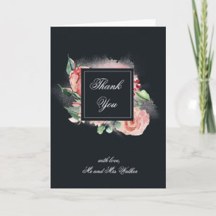 Cartão obrigado floral floral da meia-noite você dobrou