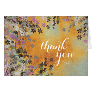 Cartão Obrigado Floral Watercolor Casamento vintage