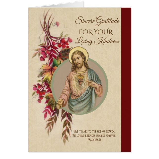 Cartão Obrigado flores sagrados do outono de Jesus do (Frente)