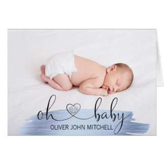 Cartão Obrigado FOTO azul do ouro | do chá de fraldas do