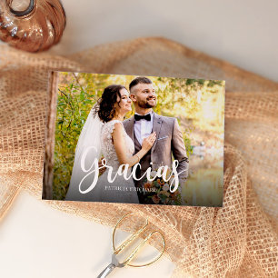 Cartão Obrigado Foto Elegante Casamento Espanhol Agradeci