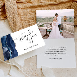 Cartão Obrigado Fotografia Ágata Azul Prata Casamento