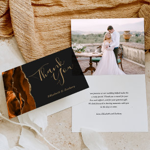 Cartão Obrigado Fotografia Ágata Dourada Ferrugem Casamen