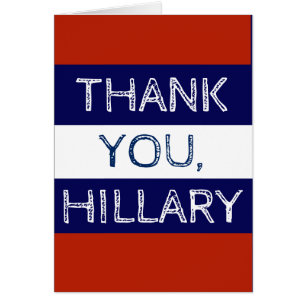 Cartão Obrigado Hillary Vermelho Branco e Azul