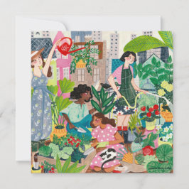 Cartão Obrigado ilustrações de mulheres de jardinagem urb