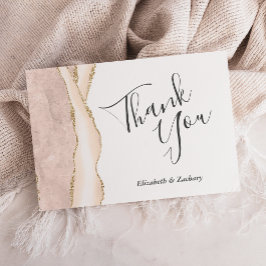 Cartão Obrigado Ivory Gold Agate Casamento Flat