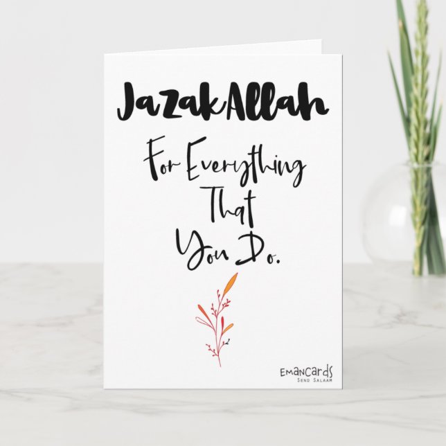 Cartão Obrigado - JazakAllah Simples (Frente)