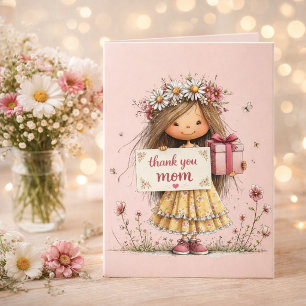 Cartão "Obrigado Mãe" com Coroa Floral