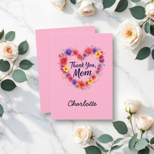 Cartão Obrigado Mãe Dia de as mães Floral Personalizado