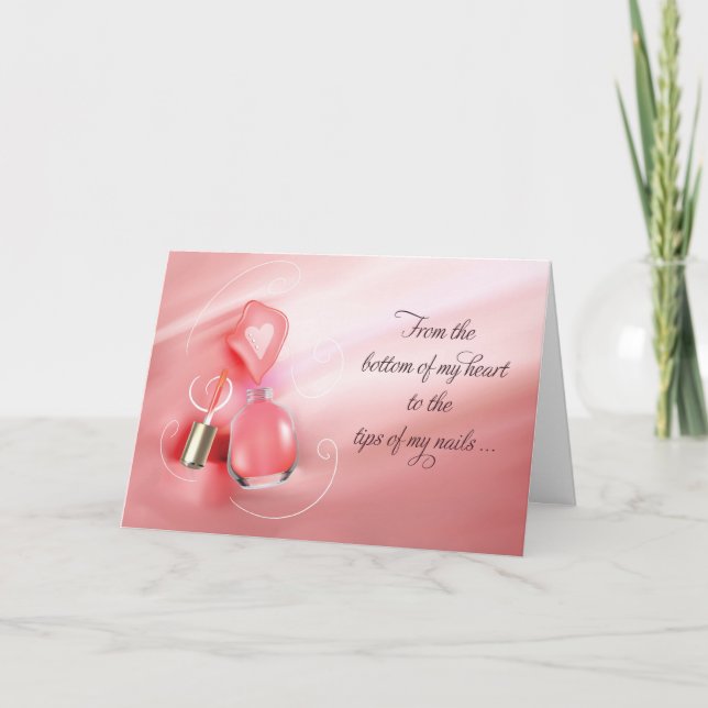 Cartão Obrigado Manicurista Pink Nail Polonês (Frente)