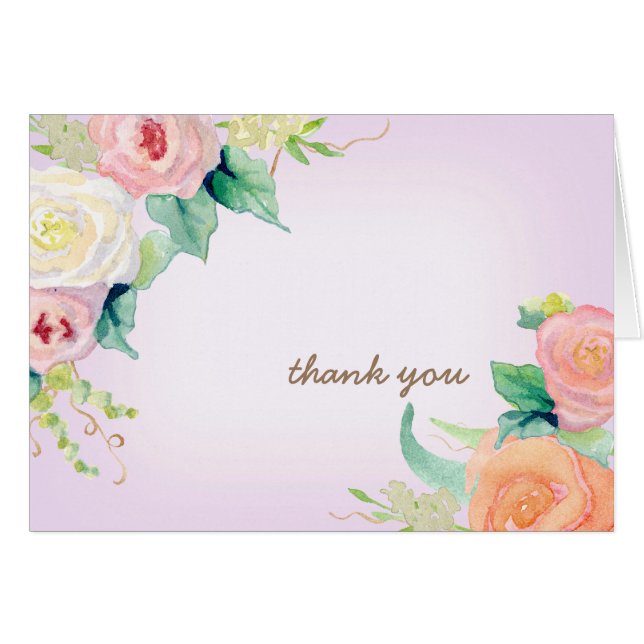 Cartão Obrigado Notas Simples E Moderno De Aquarela Flora (Frente Horizontal)