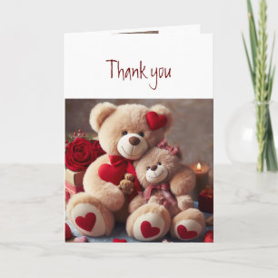 Cartão Obrigado Obrigada Fofo Abraço Urso Amor Corações