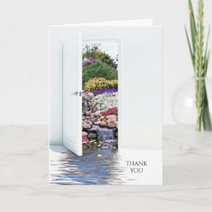 Cartão Obrigado pela porta do jardim de flores funerária