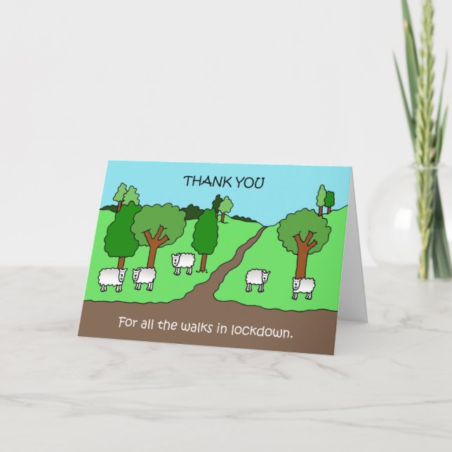 Cartão Obrigado pelas caminhadas no bloqueio (Frente)