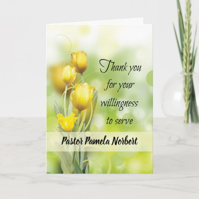 Cartão Obrigado pelo Ministério do Serviço de Tulipas Ama (Frente)