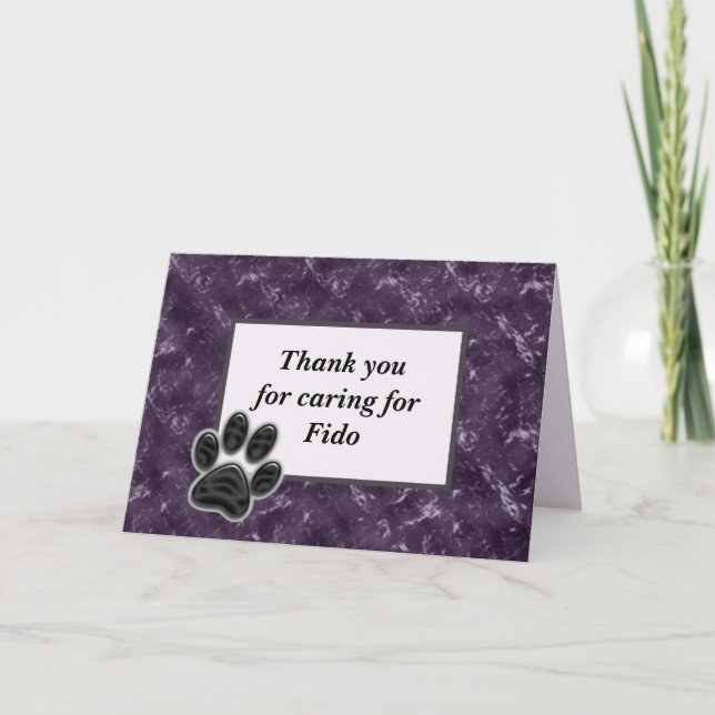 Cartão Obrigado Pet Sitter Rich Purple com Impressão de P (Frente)