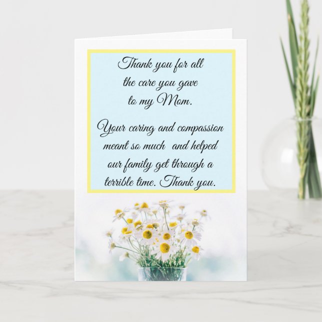 Cartão Obrigado por cuidar da minha enfermeira mãe (Frente)