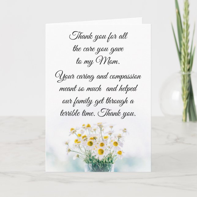 Cartão Obrigado por cuidar da minha enfermeira mãe (Frente)