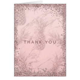 Cartão Obrigado por Rosa de Ouro Brilhante Abacaxi