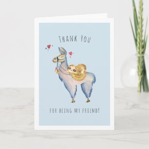 Cartão Obrigado Por Ser Meu Amigo.   Llama Sloth