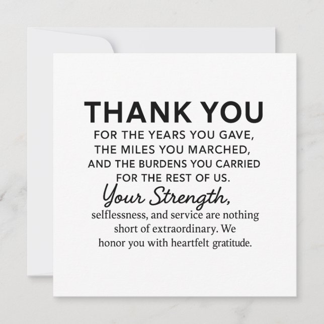 Cartão Obrigado Veteran (Frente)