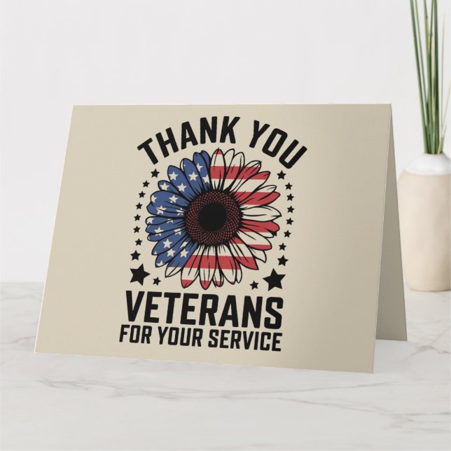 Cartão Obrigado Veteranos Militares de Girassol Dia dos V (Frente)
