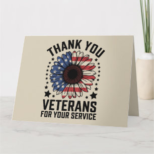 Cartão Obrigado Veteranos Sunflower Dia dos Veteranos Mil