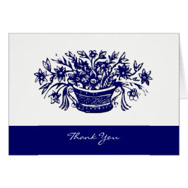 Cartão Obrigado Vintage Woodcut Flower Basket Cards