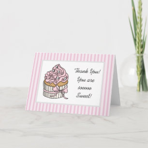 Cartão Obrigado Você é um Cupcake rosa doce